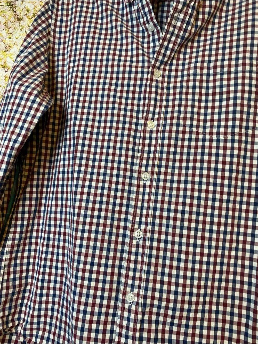 J. Crew Men's Navy, Red and White Gingham Button-Down Shirt